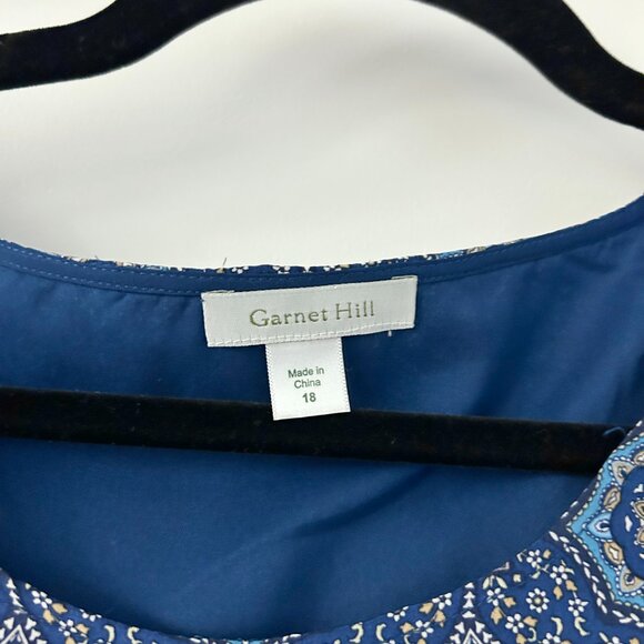 Garnet Hill Geometric Print 100% Silk Shift Dress Size 18 - Picture 4 of 7